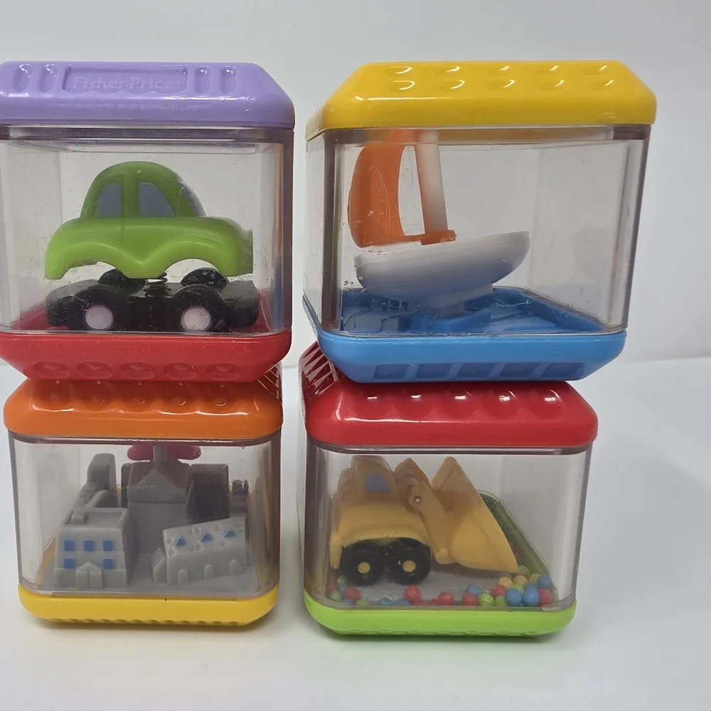 Fisher Price Sensory Blocks Plane Helicopter Car Lot of 4